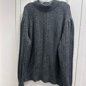 Aritizia Wilfred Cable-Knit Crewneck Sweater - Dark Gray